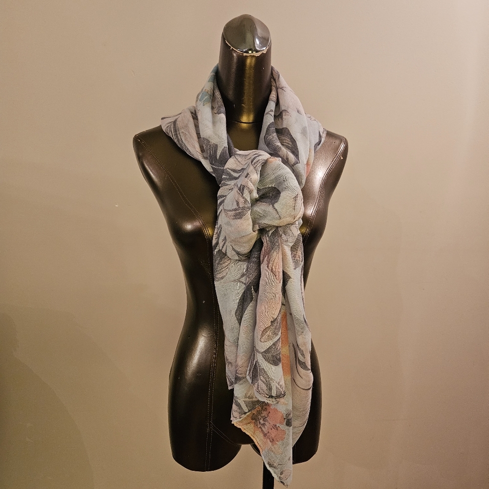 Floral Light Blue Scarf